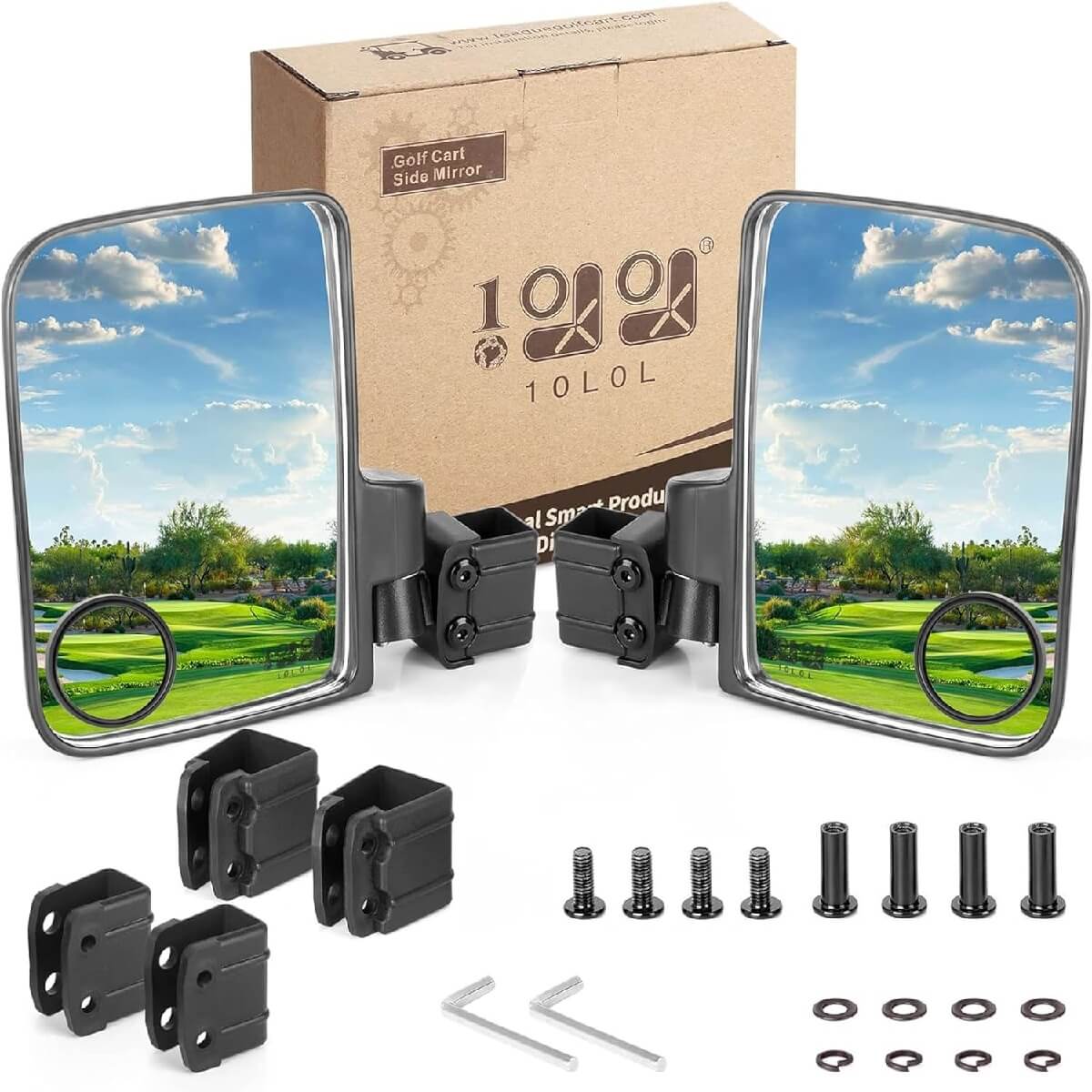 10L0L Universal Golf Cart Side Mirrors with Blind Spot Mirror