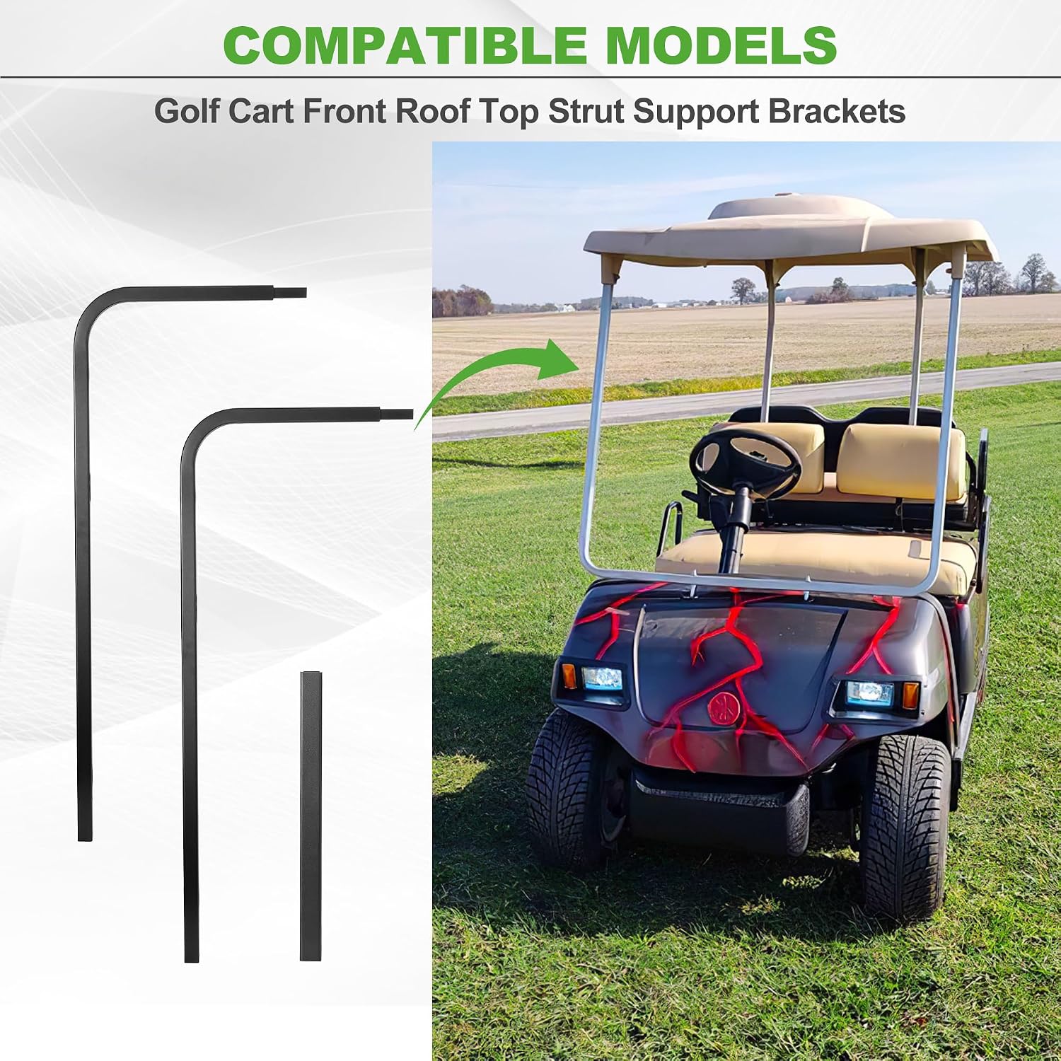 Golf Cart Front Roof Top Strut Support Brackets