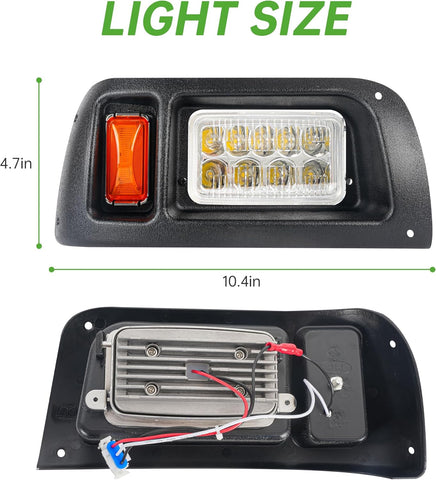 10L0L Replacement Headlight Kit for Club Car DS (1993+) – Direct Fit 12V LED Headlights