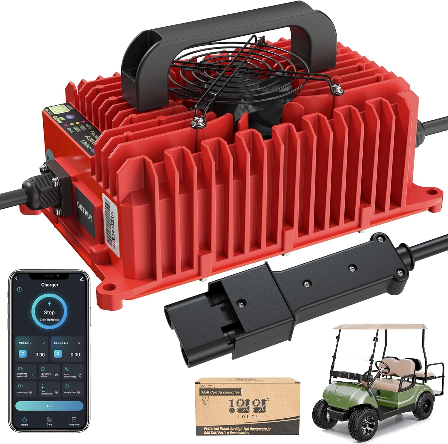 Red 48 Volt Golf Cart Charger for Yamaha G19 G22
