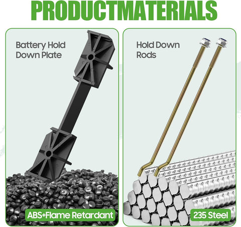 Golf Cart 48V Battery Hold Down Plate & Rods Kit