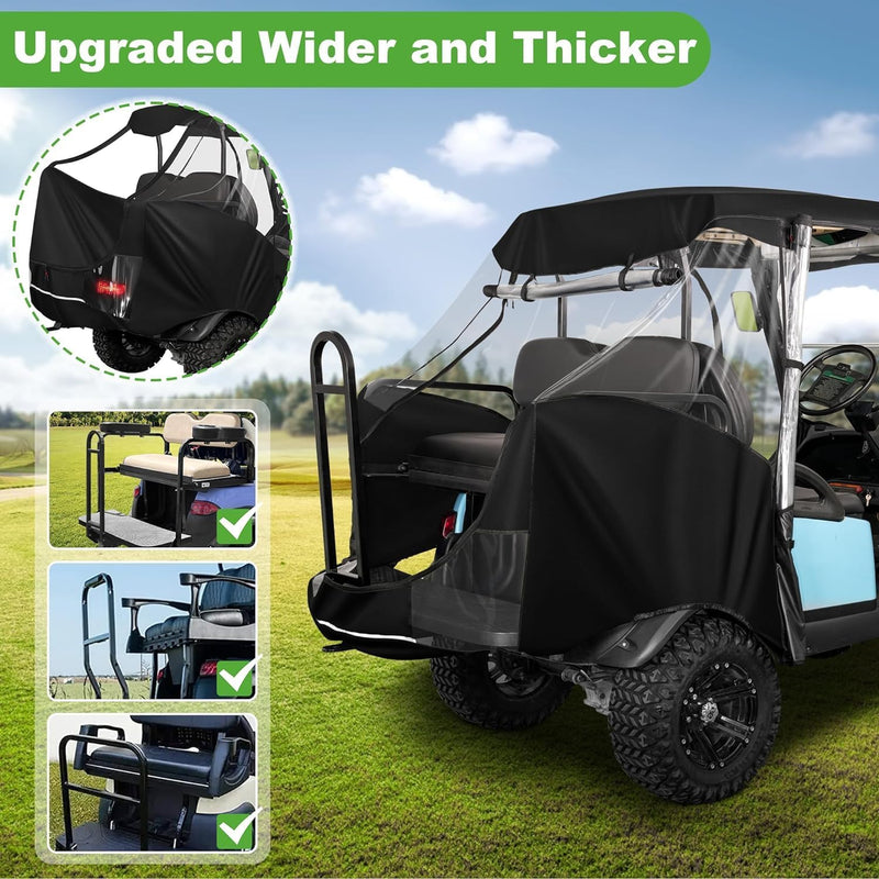 Golf Cart Rain Cover 4 Passenger for Club Car Golf Cart Cover with Doors with Safety Side Mirror Openings