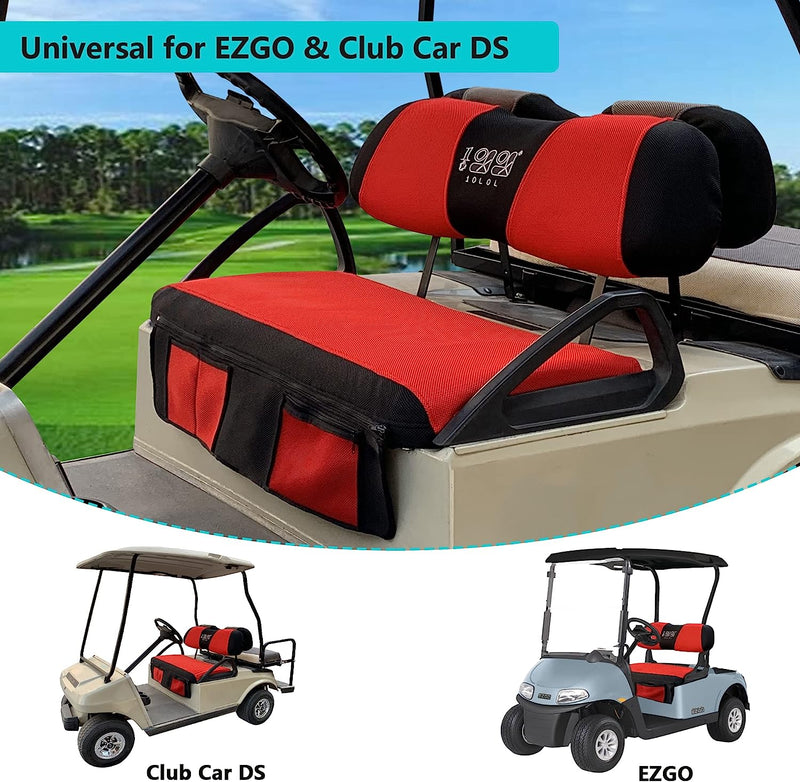 10L0L Golf Cart Seat Cover Blanket with Removable Pockets for EZGO TXT RXV & Club Car DS Front Seat Size 38.6” x 19.3” x 4.3”