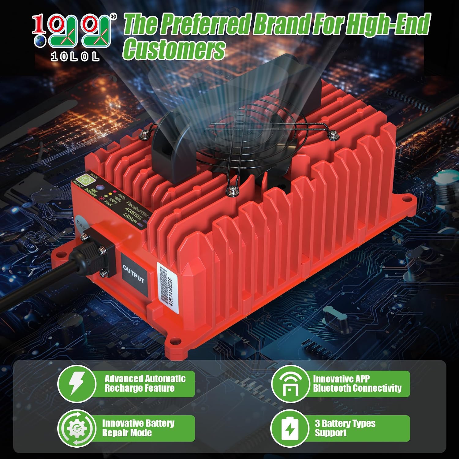 10L0L 15A 48V Golf Cart Battery Charger for Yamaha G29