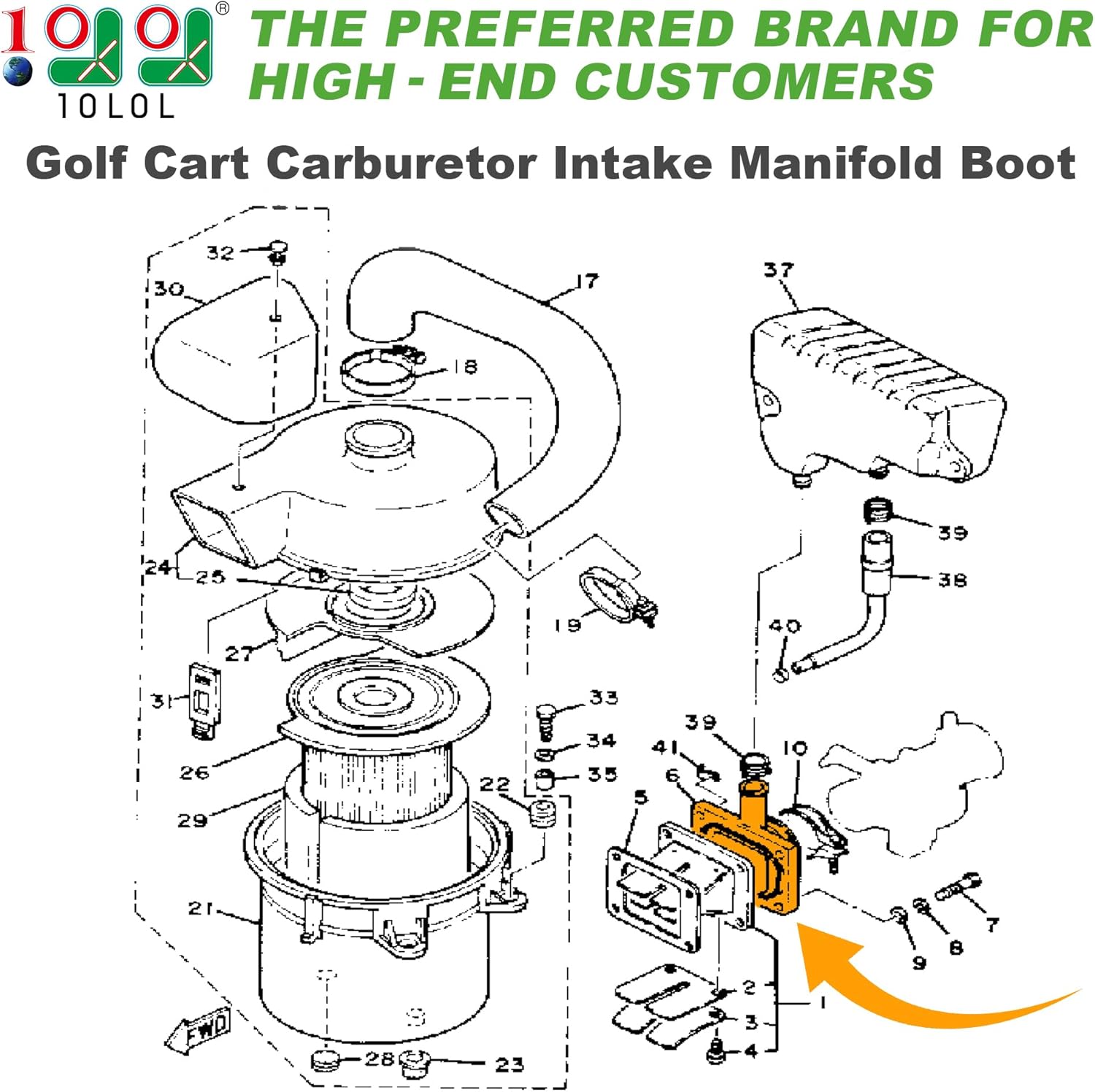 Carburetor Intake Manifold Boot for Yamaha G1 Gas  1983-1988