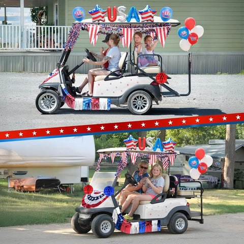 4th of July Golf Cart Decoration Kit – All-in-One Patriotic Parade Decor