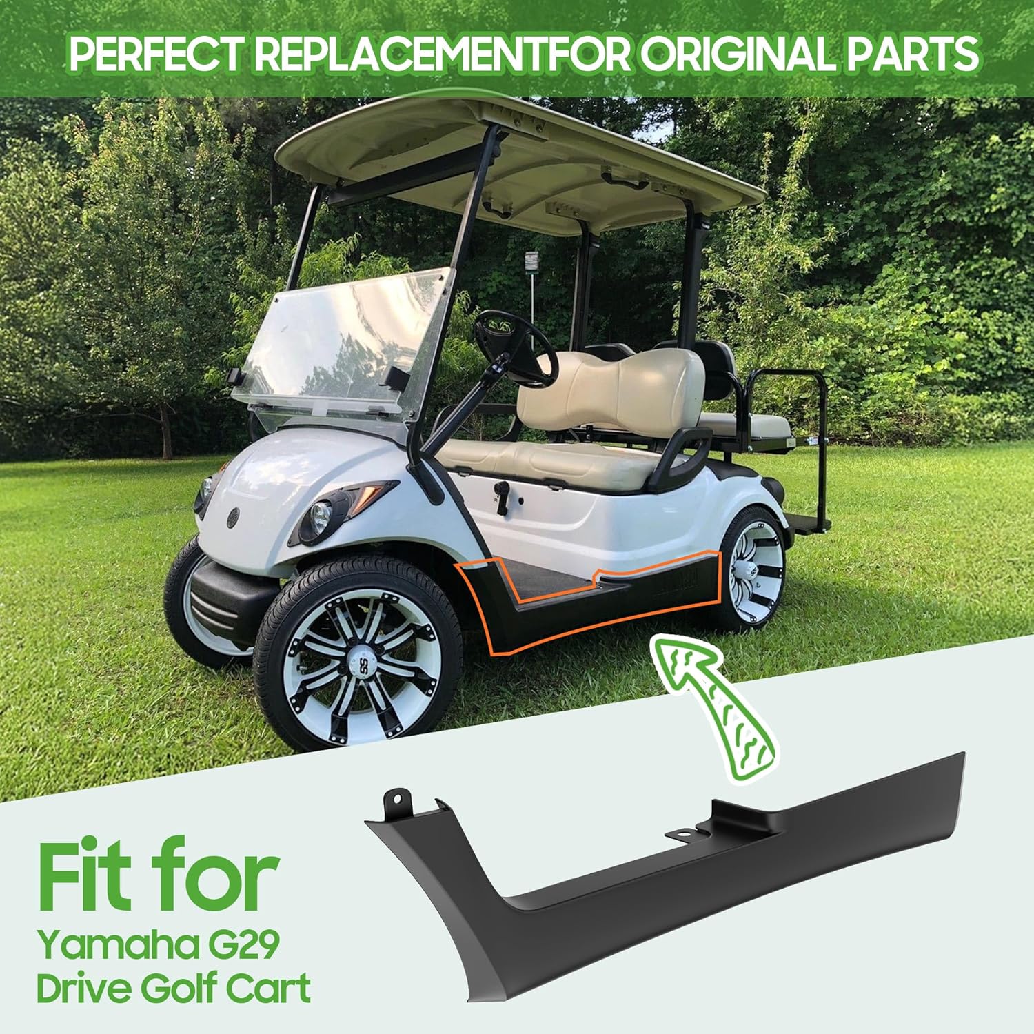 10L0L Golf Cart Rocker Panel Set for Yamaha G29 Drive, Replaces OEM Part