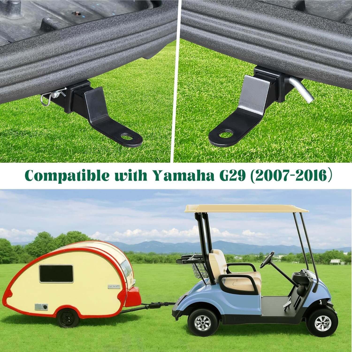 Golf Cart Rear Chassis Trailer Hitch and Receiver for Yamaha Drive G29 (2007-2016) G&E - 10L0L