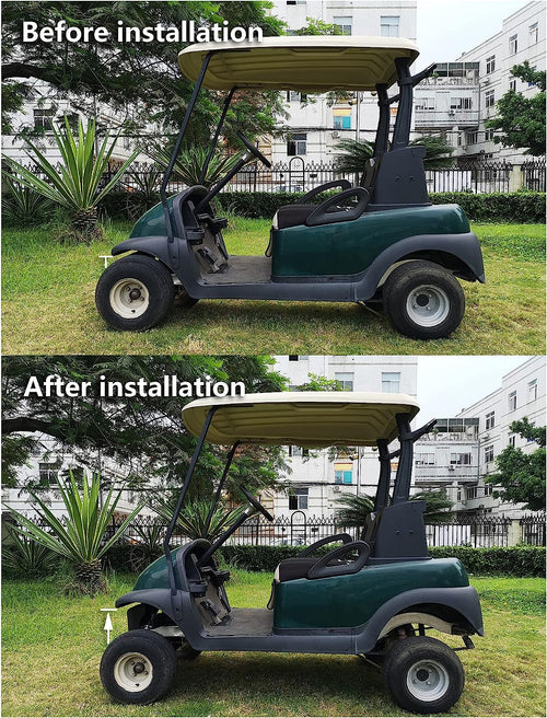 Comparison before and after using golf cart lift kit