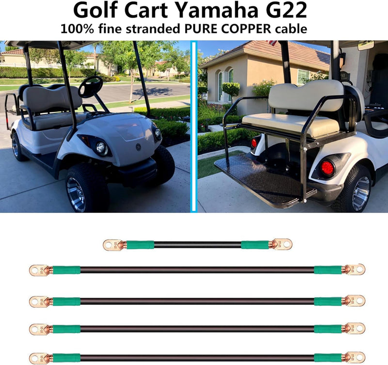Golf Cart Battery Cables Wiring Kit for 48 Volt Yamaha G22 with 4 Gauge 5PC|10L0L