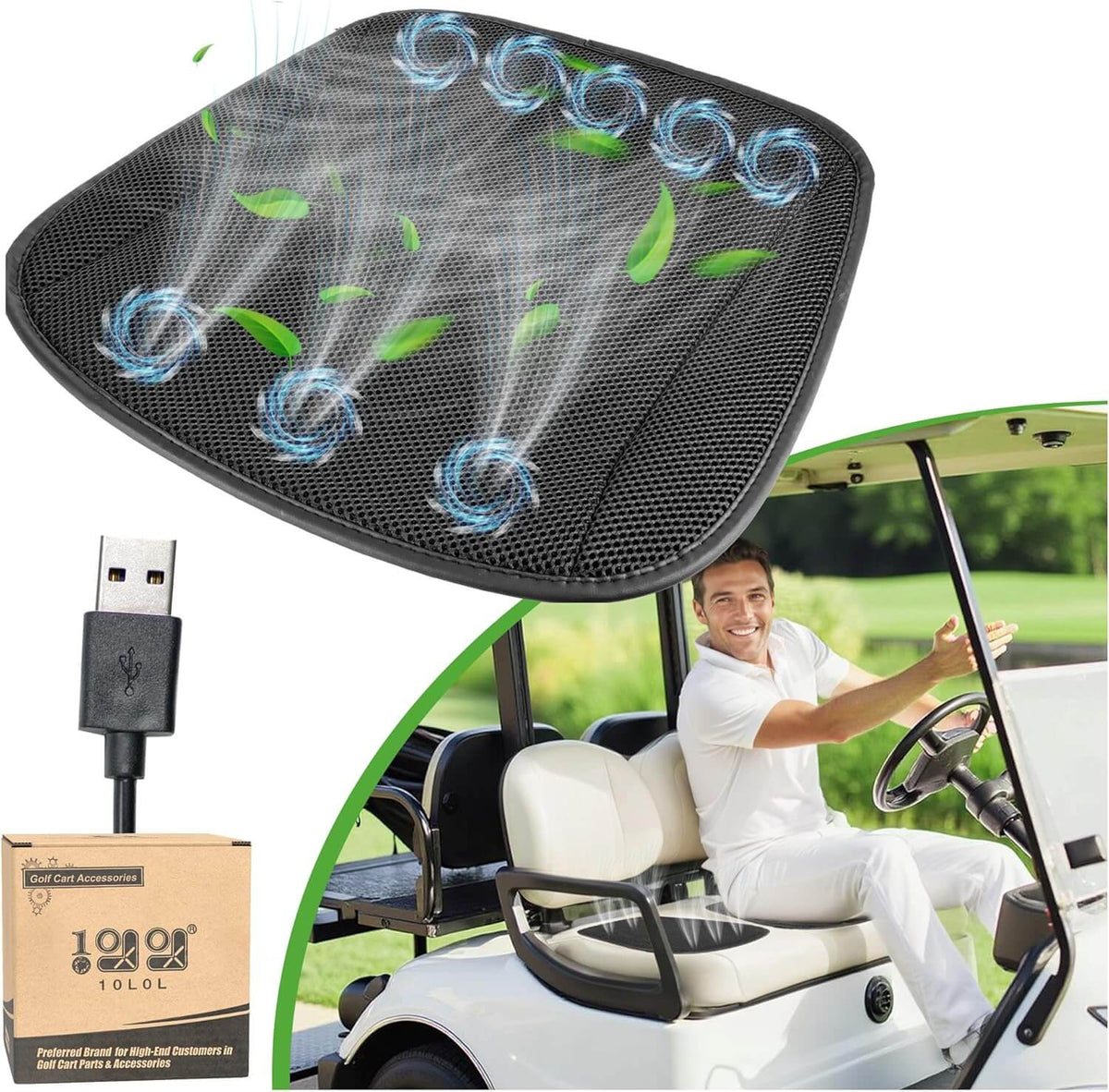 Black ventilated seat cushions