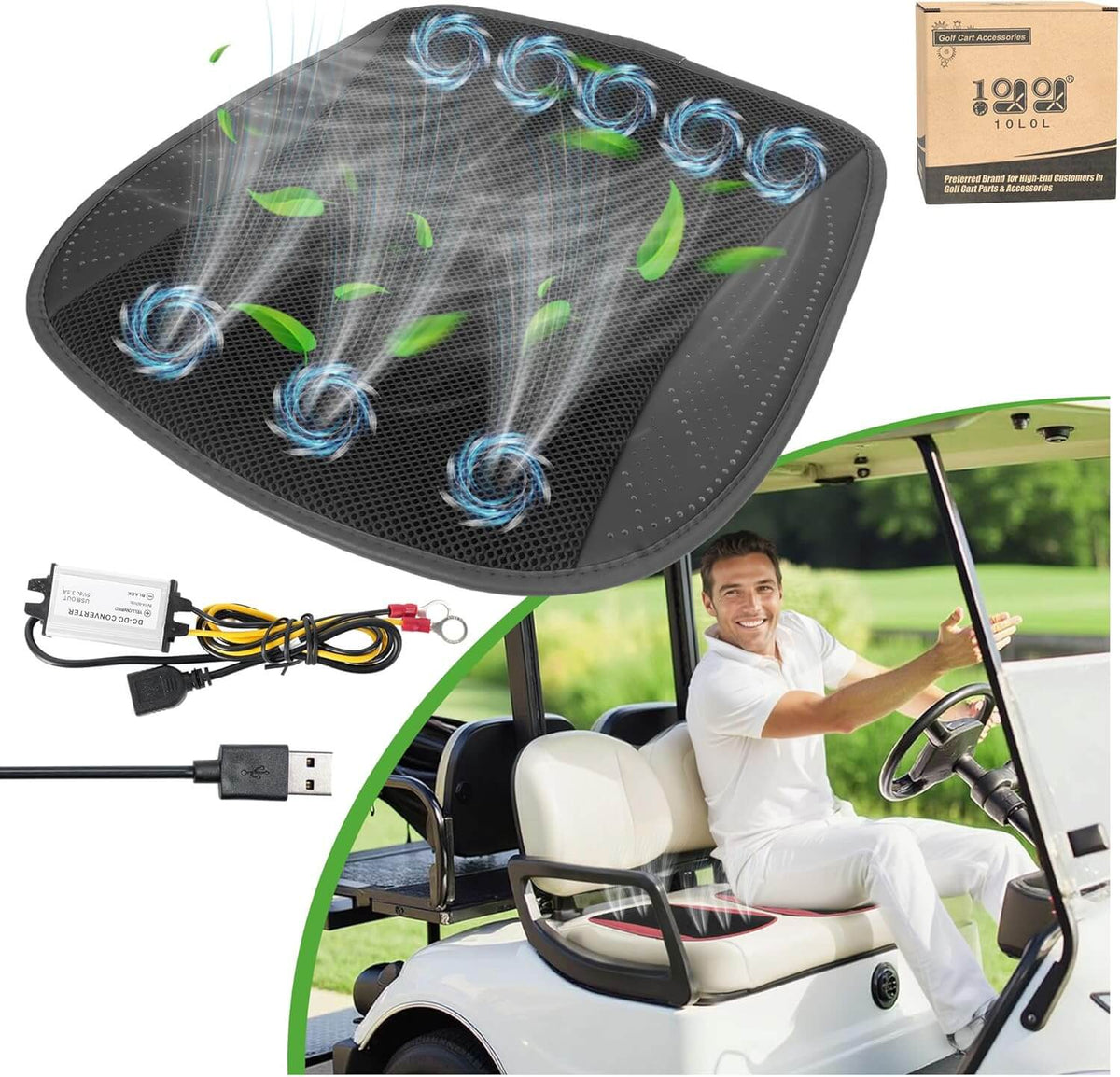 Upgraded black grey ventilated seat cushion