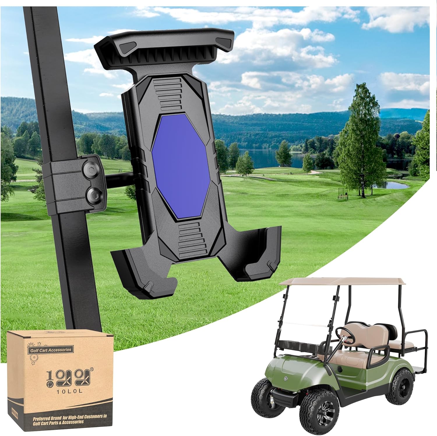 Golf cart blue phone holder