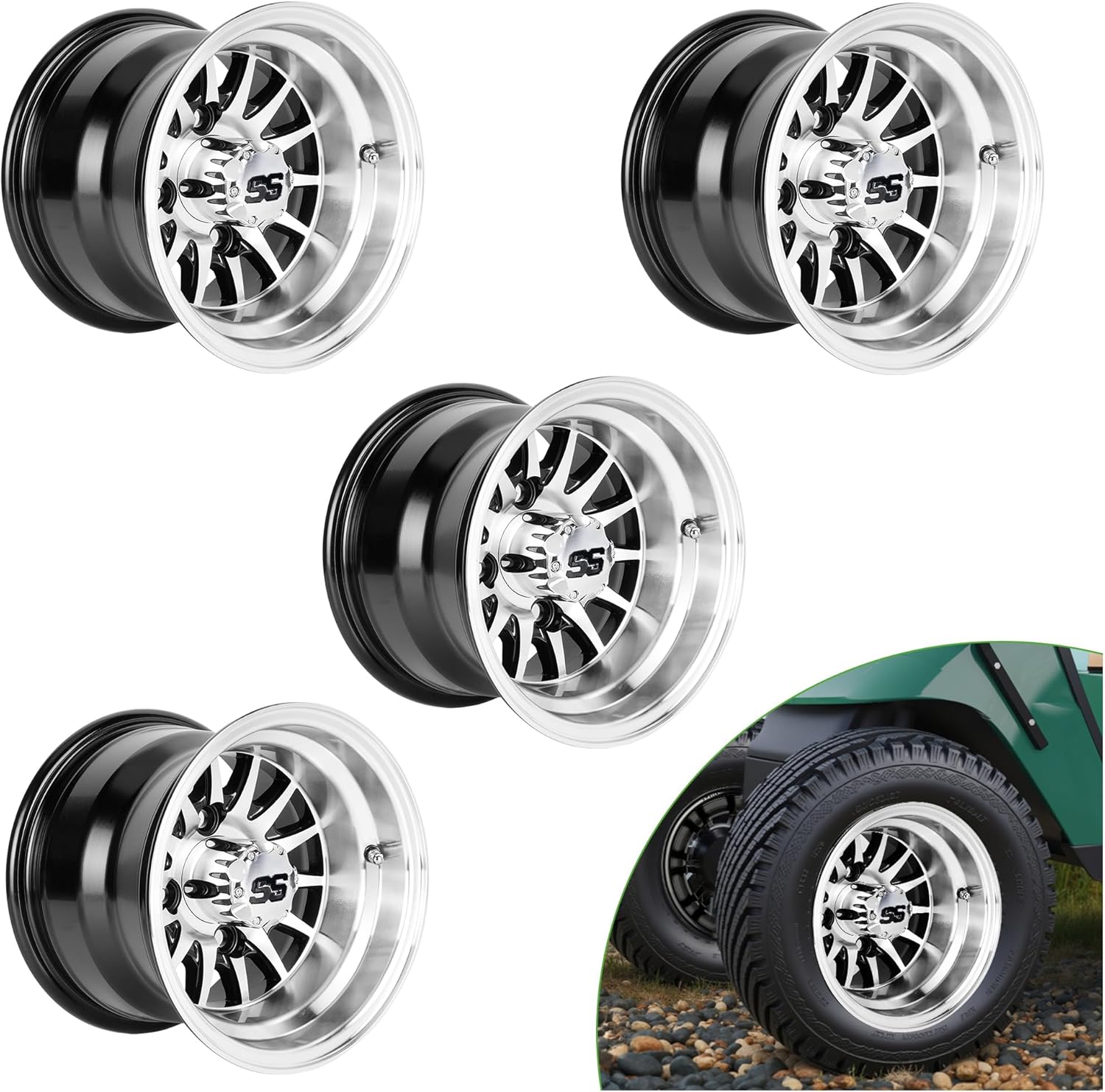 10 Inch SS Golf Cart Rims for Yamaha EZGO Club Car - 10L0L