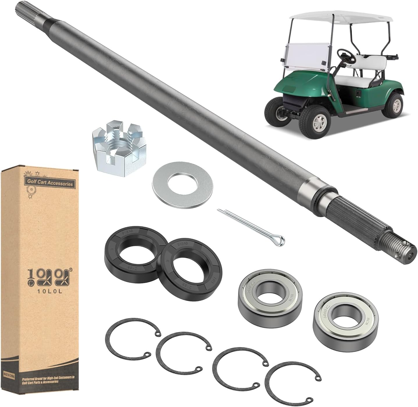 Golf Cart Rear Axle with Bearing Seal Kit for EZGO TXT Medalist - 10L0L