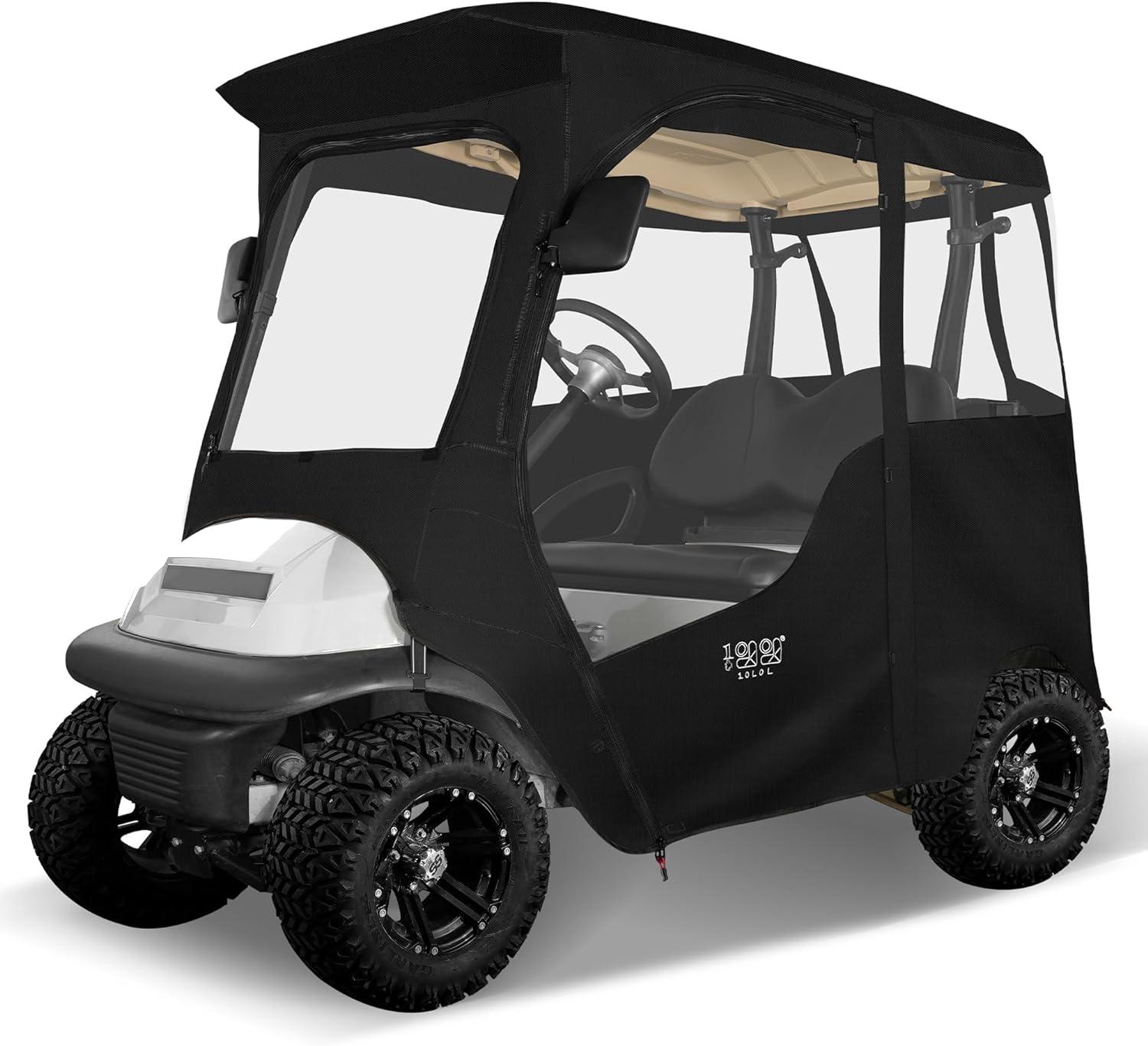 Best Golf Cart Enclosures for Club Car with Hinged Doors 2 Passenger 600D Waterproof 4-Sided Protection - 10L0L