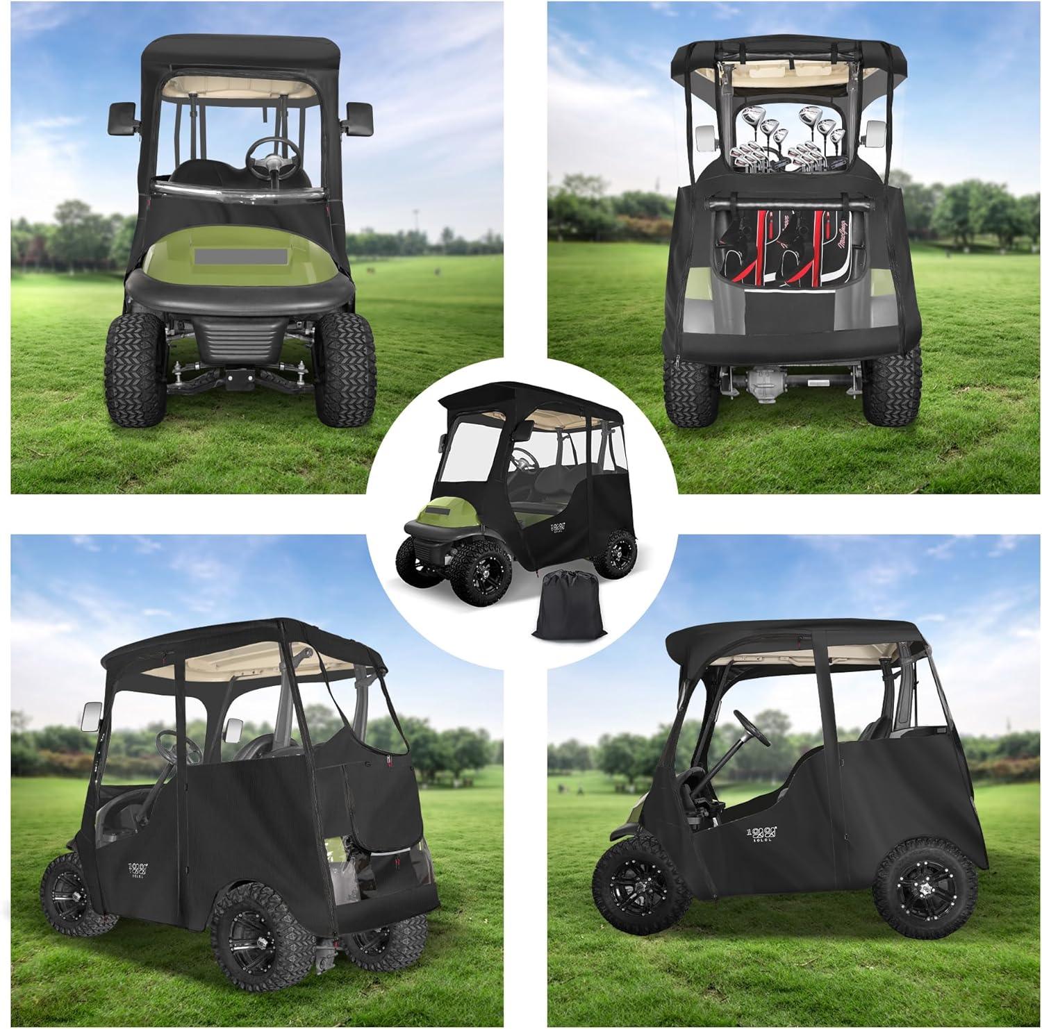 Best Golf Cart Enclosures for Club Car with Hinged Doors 2 Passenger 600D Waterproof 4-Sided Protection - 10L0L