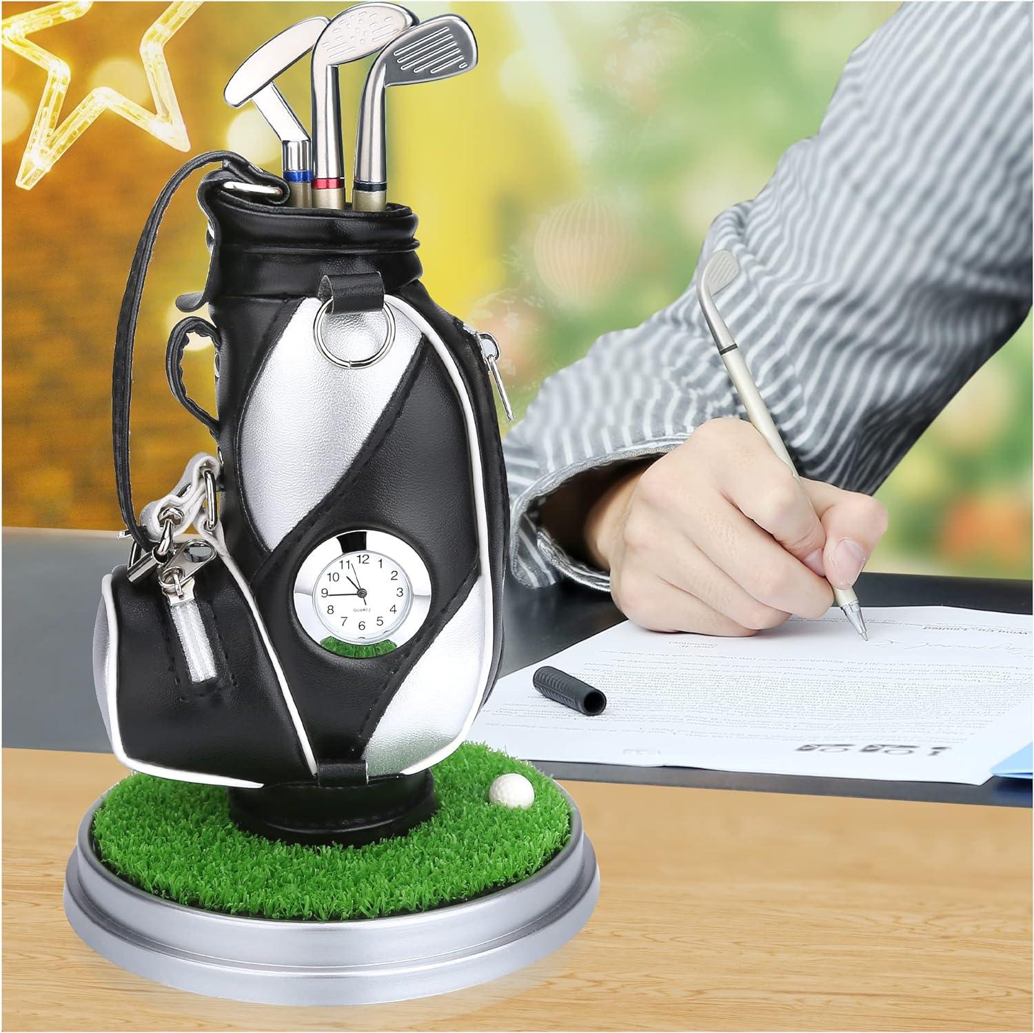 Silve Mini Desktop Golf Bag Pen Holder