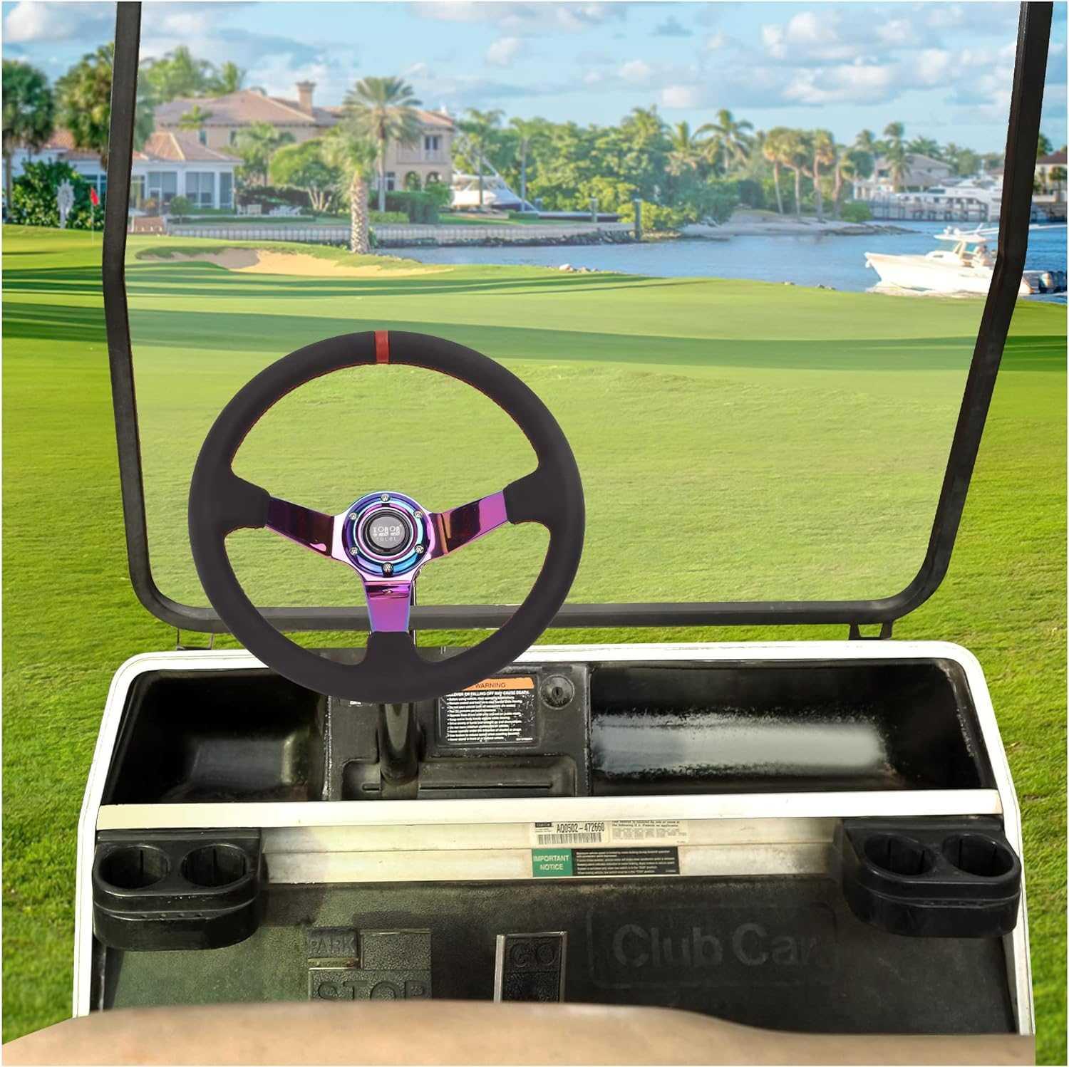 Carbon fiber racing same style EZGO Club Car Yamaha golf cart steering wheel