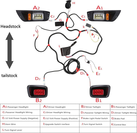Golf Cart Headlight Deluxe Kit for EZGO TXT Light Kit 1996-2013 - 10L0L