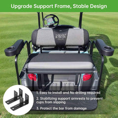 Golf cart armrest with cup holder