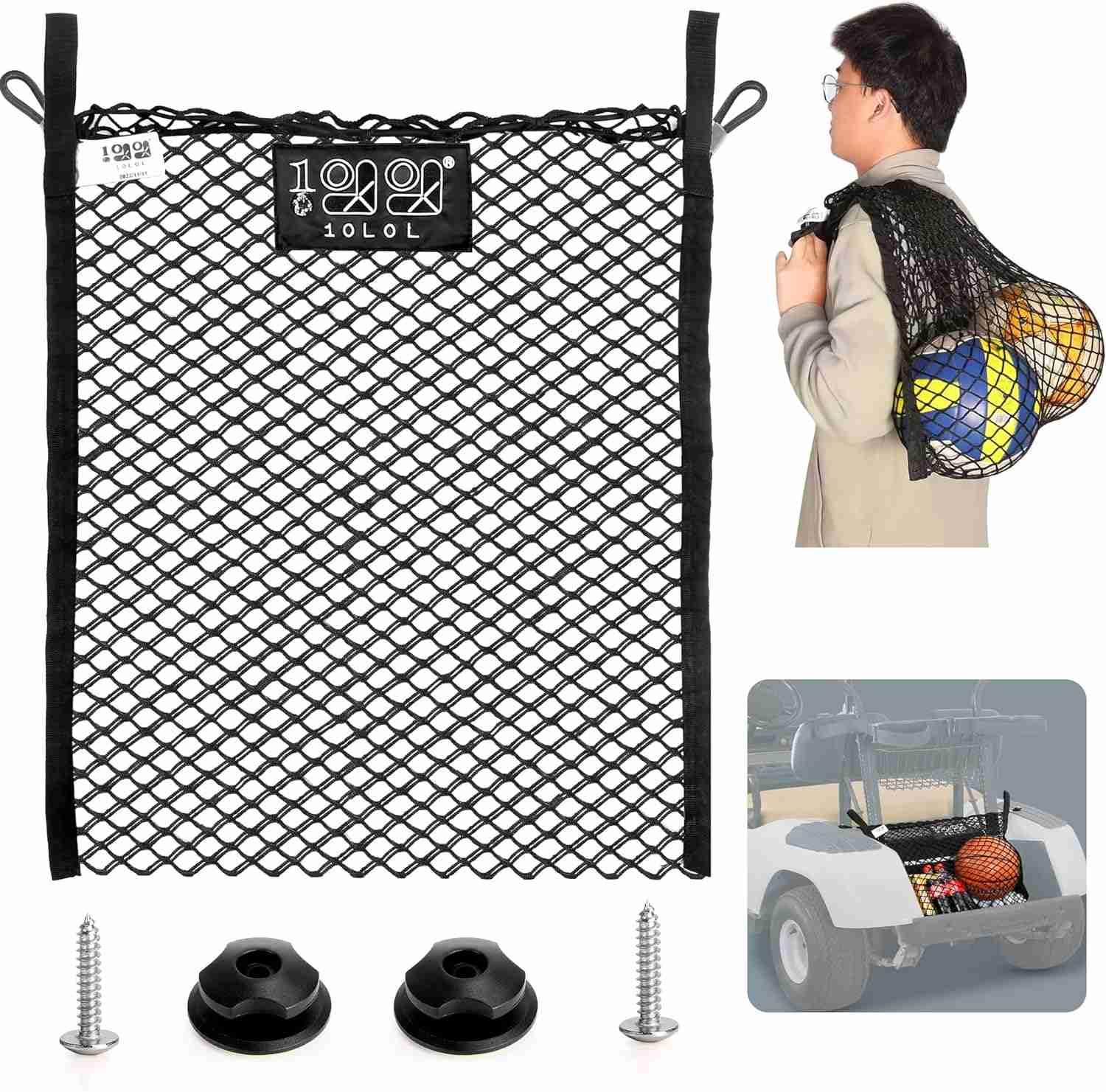 Golf cart elastic storage net