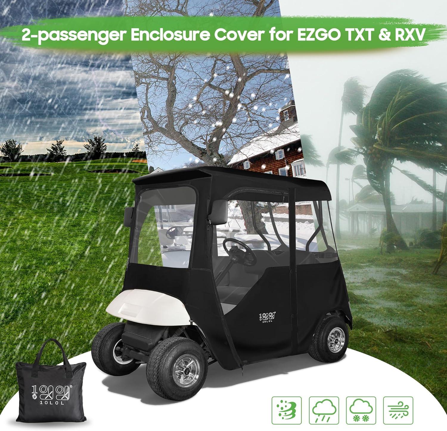 Golf Cart Enclosure With 2 Door Zippers
