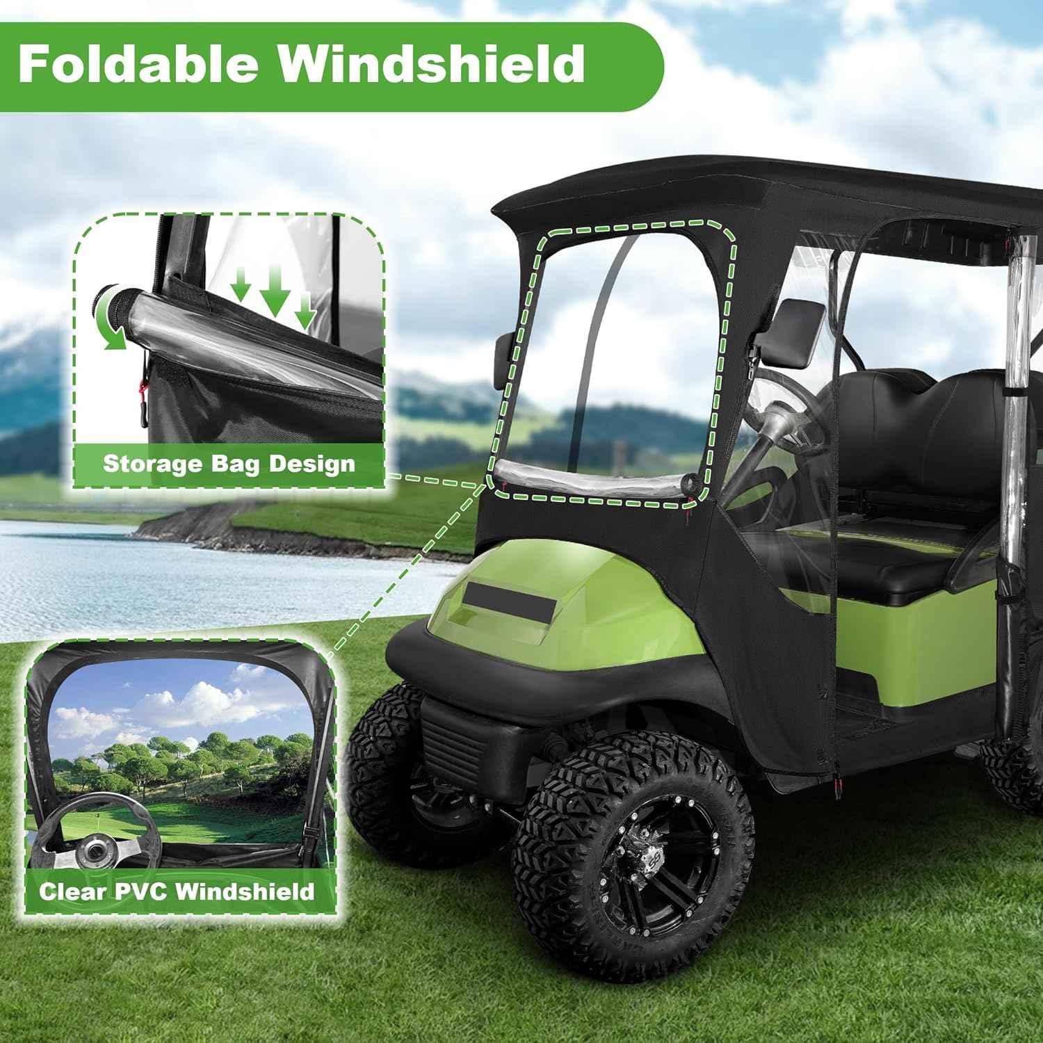 Golf Cart Cover Waterproof Windproof Snowproof Driving Enclosure