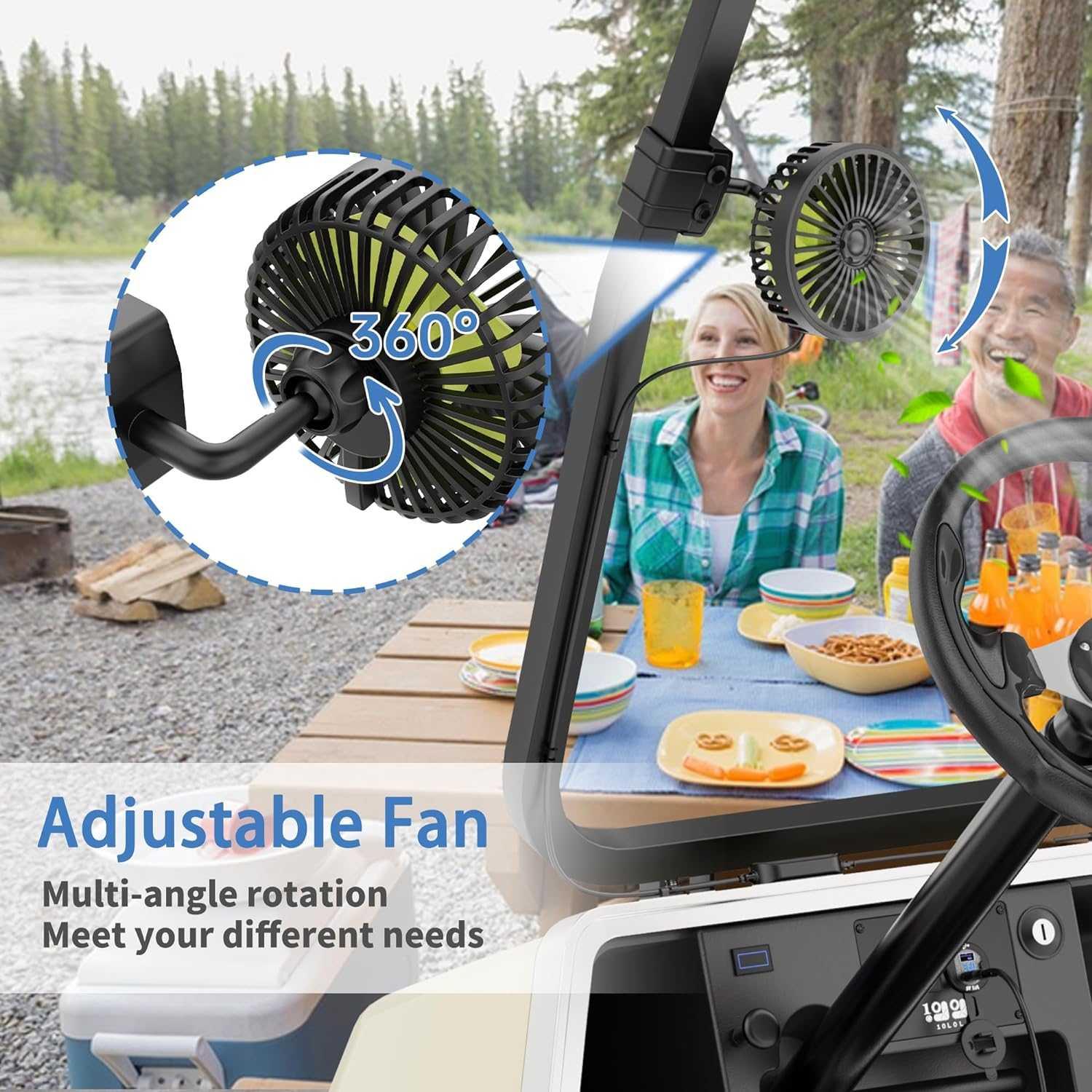 10L0L Golf Cart Fan Portable Fans USB Powered