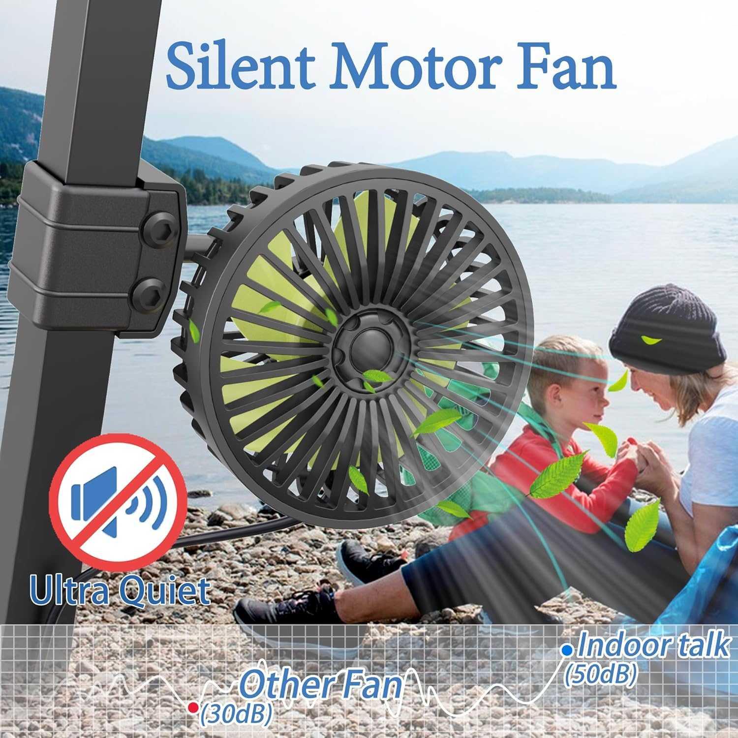 3 Speeds Strong Airflow Mini Fan 360°Rotation, Quiet Personal Cooling Fan for Outdoor Travel Camping