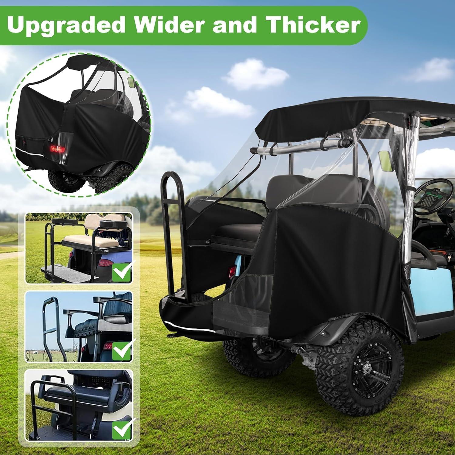 Golf Cart Rain Cover 4 Passenger for Club Car Golf Cart Cover with Doors with Safety Side Mirror Openings - 10L0L