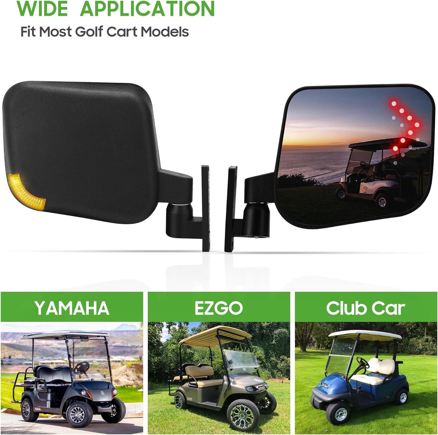 Golf Cart Side Mirrors with Turn Signals for EZGO Club Car Yamaha - 10L0L - 10L0L