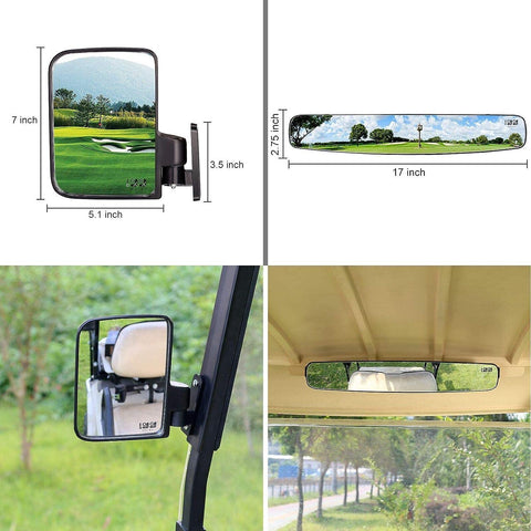 golf cart rear view mirror size