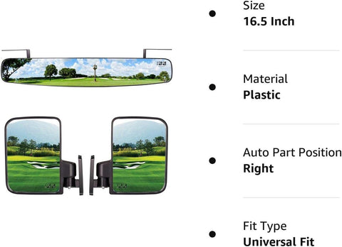 Golf Cart Side View Mirrors and Rear View Mirrors Foldable Universal - 10L0L - 10L0L