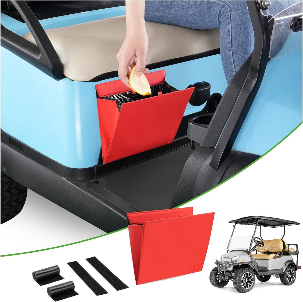 Golf Cart Trash Can Waterproof Portable Garbage Bag Passenger Side - 10L0L - 10L0L