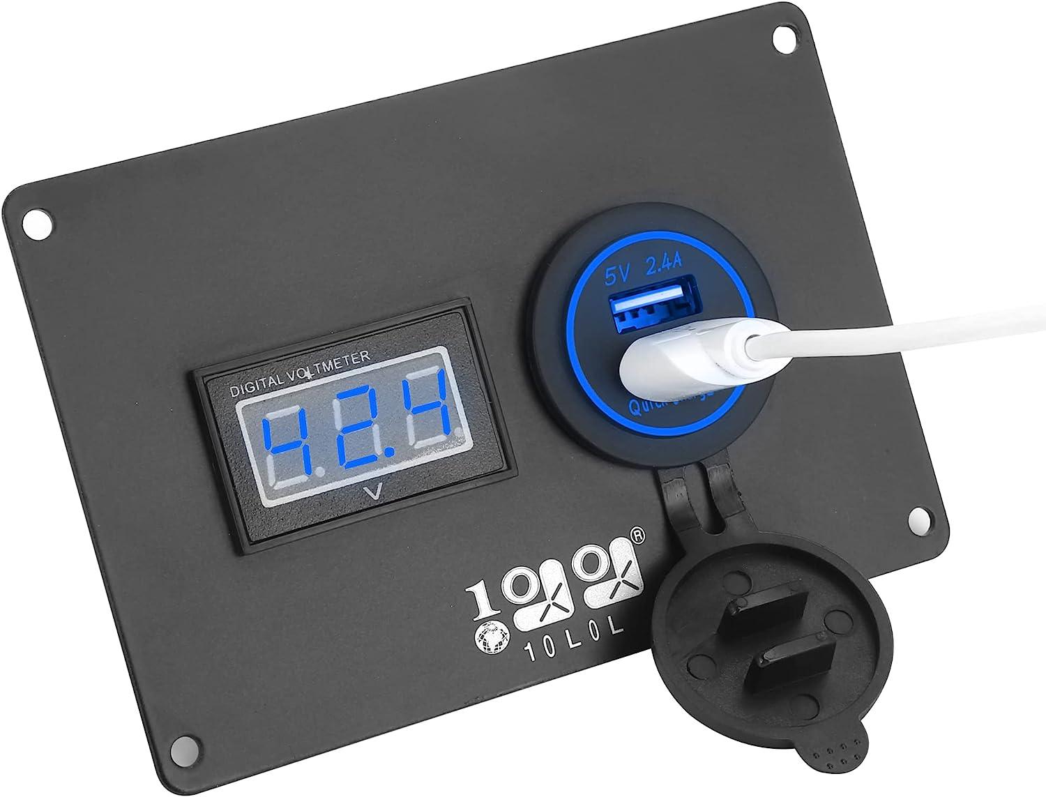 Dual USB Car Voltmeter - Digital LED Display For 12V Battery Voltage Monitoring