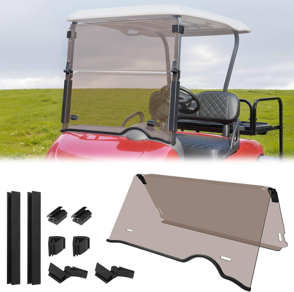 Golf Cart Windshield for EZGO RXV 2008+ Folds Down