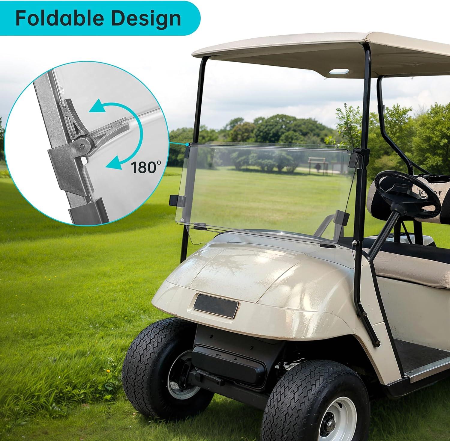 Golf Cart Windshield for EZGO TXT 1995-2003 Transparent Foldable - 10L0L - 10L0L