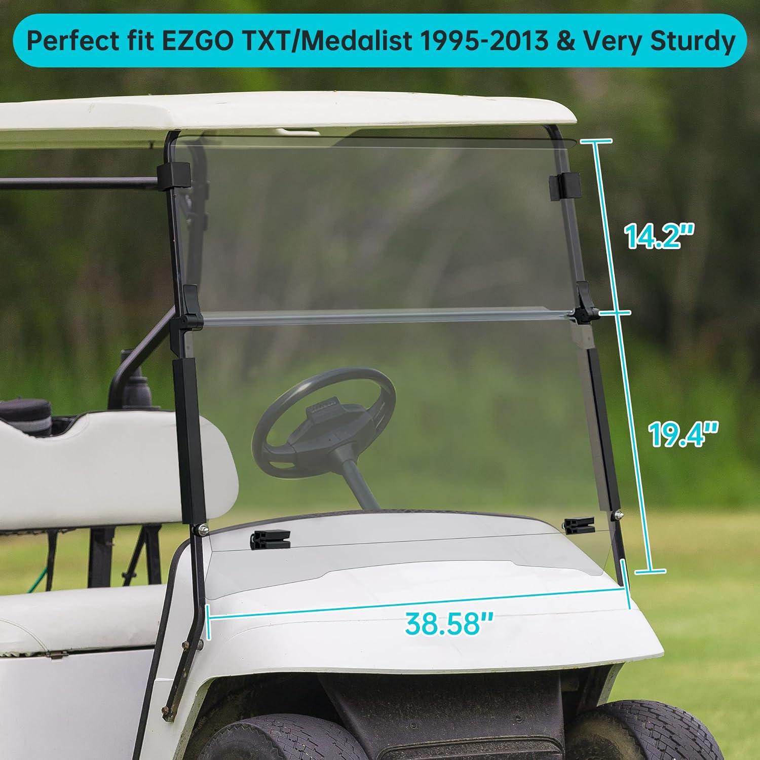 Golf Cart Windshield for EZGO TXT 1995-2003 Transparent Foldable - 10L0L - 10L0L