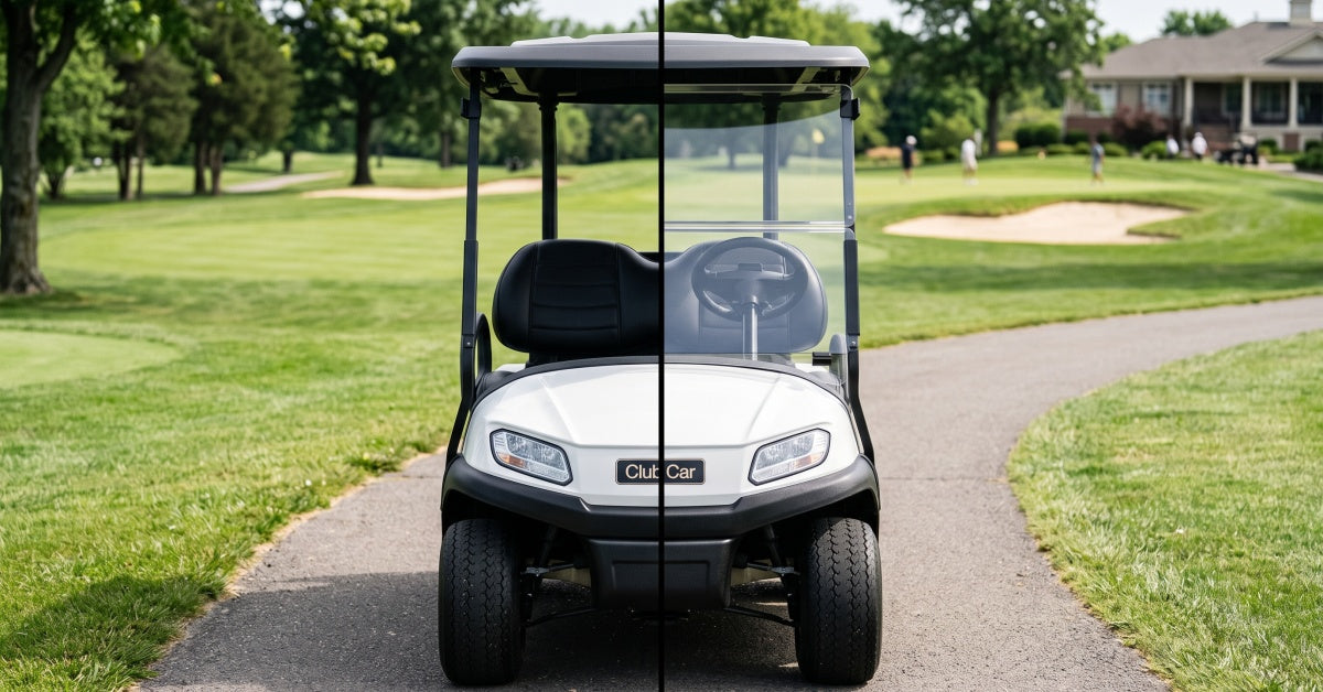 golf cart windshield installation before and after comparison