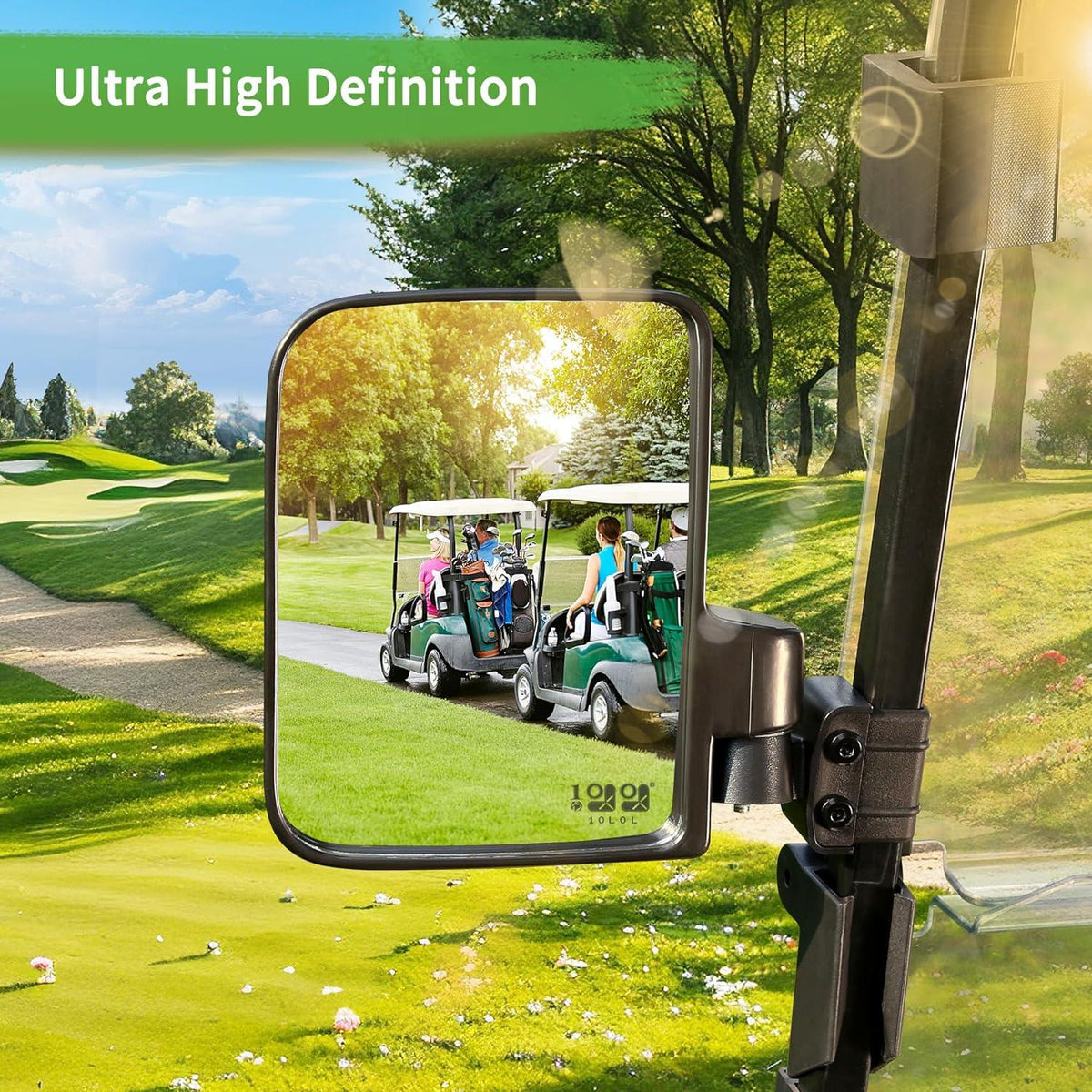 No Drilling Golf Cart Side Mirrors Adjustable 180 Degree Universal For Yamaha EZGO Club Car - 10L0L - 10L0L
