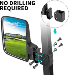 No Drilling Golf Cart Side Mirrors Adjustable 180 Degree Universal For Yamaha EZGO Club Car - 10L0L - 10L0L