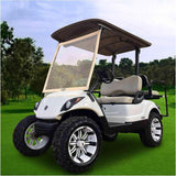 Golf cart portable windshield provides convenient protection