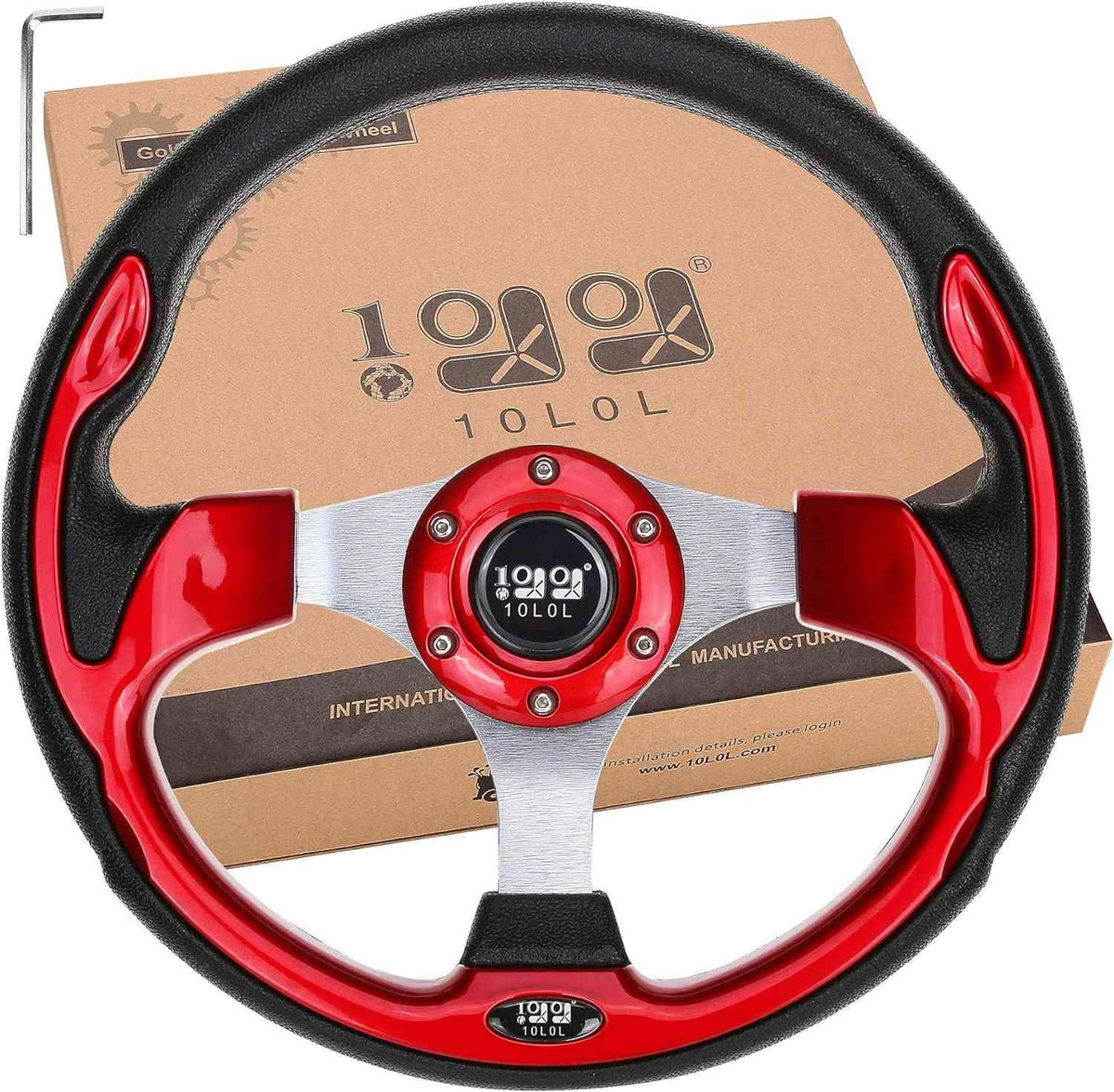 Red golf cart steering wheel