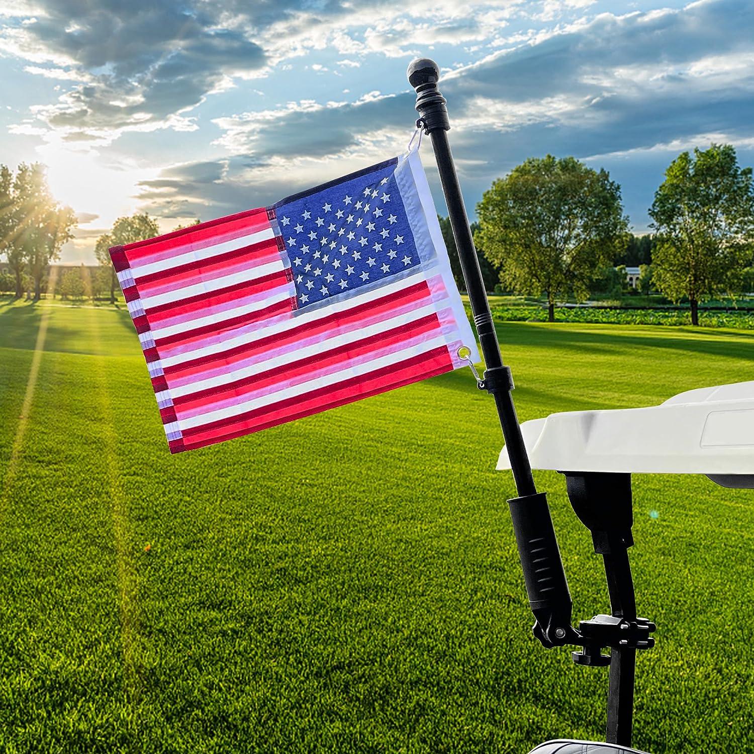 Golf Cart Flag Stand Flagpole Kit with American Flag - 10L0L