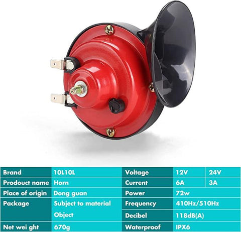 10L0L Universal 12 Volt Golf Cart Horn Kit for EZGO, Club Car, Yamaha - Floor Mount Button Switch, Golf Cart Street Legal Horn Kit - 10L0L