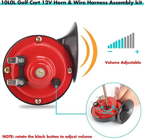10L0L Universal 12 Volt Golf Cart Horn Kit for EZGO, Club Car, Yamaha - Floor Mount Button Switch, Golf Cart Street Legal Horn Kit - 10L0L