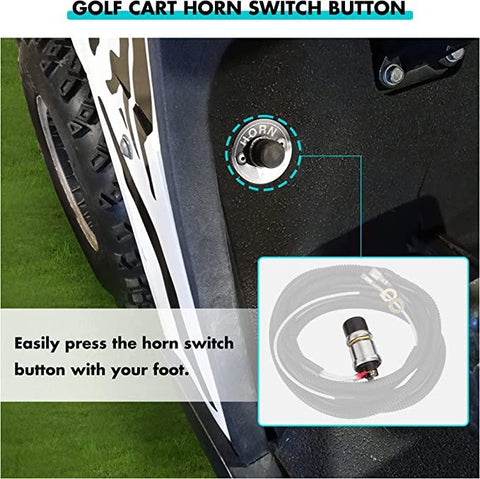 10L0L Universal 12 Volt Golf Cart Horn Kit for EZGO, Club Car, Yamaha - Floor Mount Button Switch, Golf Cart Street Legal Horn Kit - 10L0L