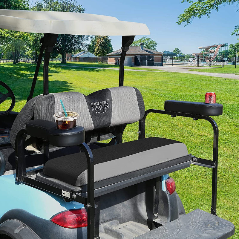 Golf cart armrest with cup holder