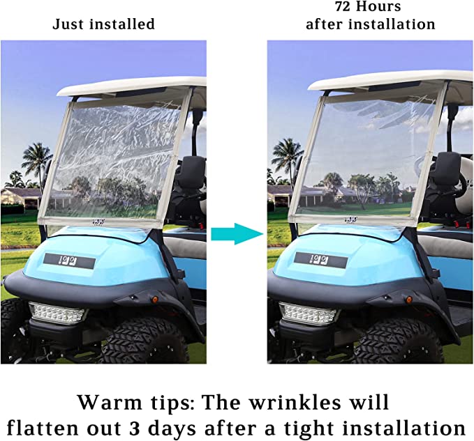 10L0L Golf Cart Windshield for Club Car Precedent, Portable Foldable PVC Clear Windshield